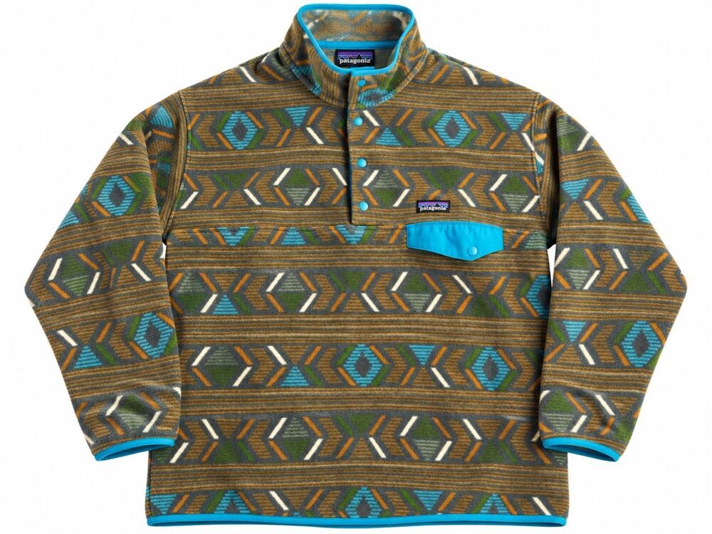 Patagonia Ment Synchilla Snap T Fleece Pullover Jacket Sweater Striped Sz Large